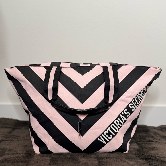 Victoria’s Secret Striped Tote | Pink and Black - Picture 2 of 12